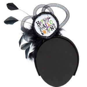 Happy Halloween Headband w/ Plume and Feather NEW